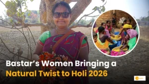 Read more about the article Bastar’s Natural Twist for Holi 2026:Bastar Women Make Herbal Gulal from Spinach, Beetroot & Palash Flowers