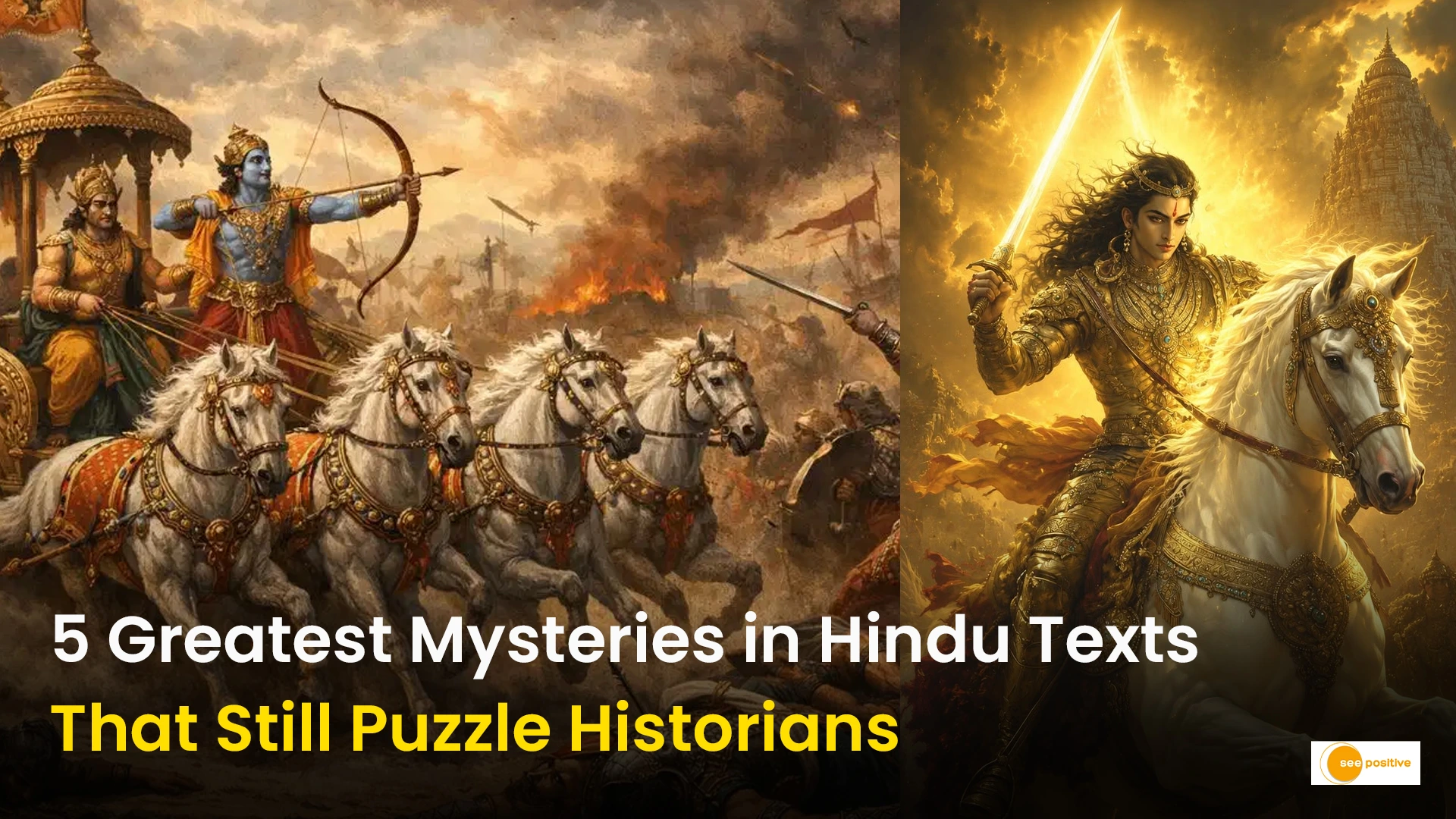 Ancient Hindu scriptures depicting the mysteries of Dwarka, Saraswati River, and Vedic legends